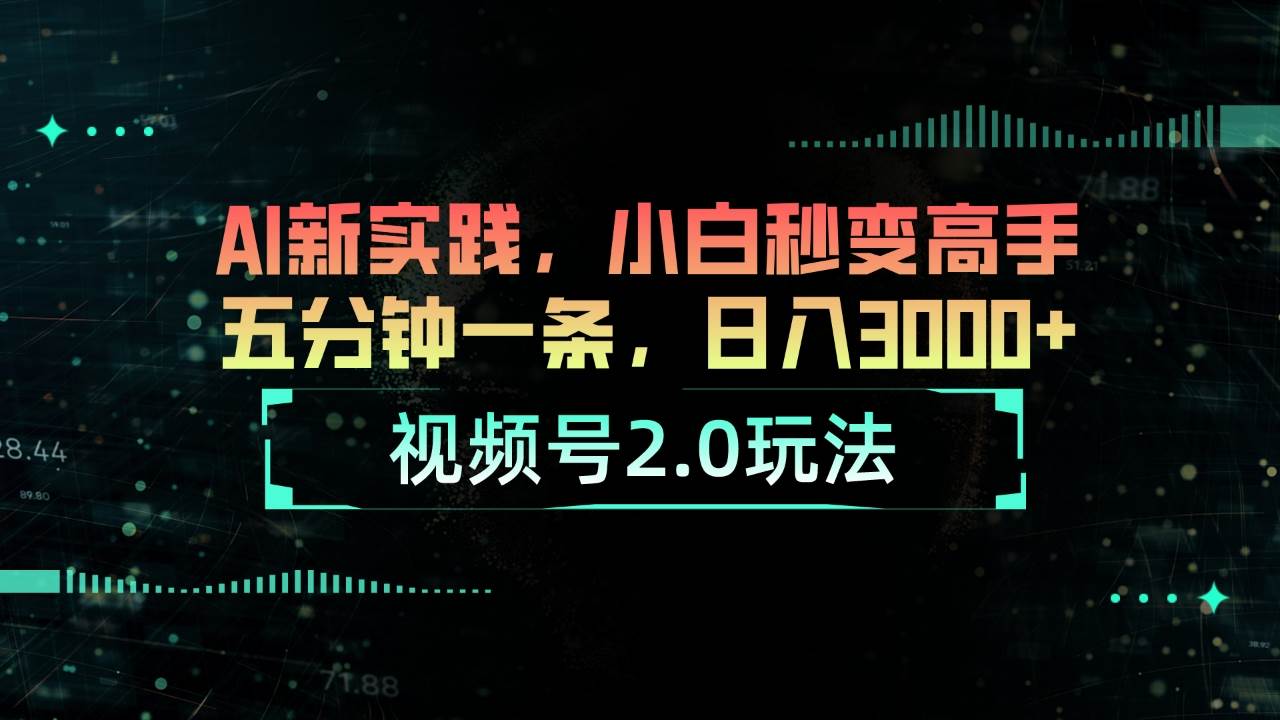 视频号2.0玩法 AI新实践，小白秒变高手五分钟一条，日入3000+-副业大全