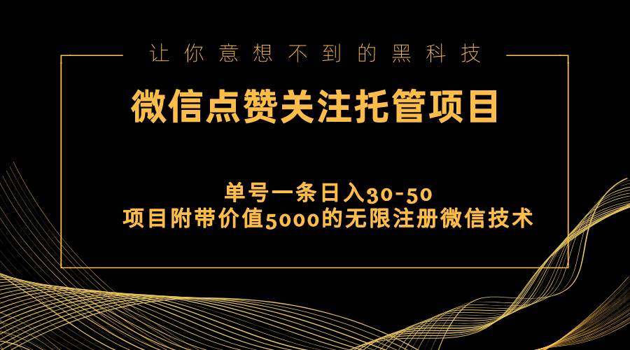 视频号托管点赞关注，单微信30-50元，附带价值5000无限注册微信技术-副业大全