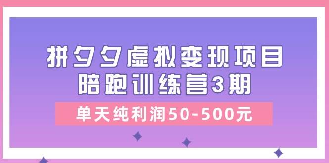 某收费培训《拼夕夕虚拟变现项目陪跑训练营3期》单天纯利润50-500元-副业大全