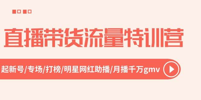 直播带货流量特训营，起新号-专场-打榜-明星网红助播 月播千万gmv（52节）-副业大全