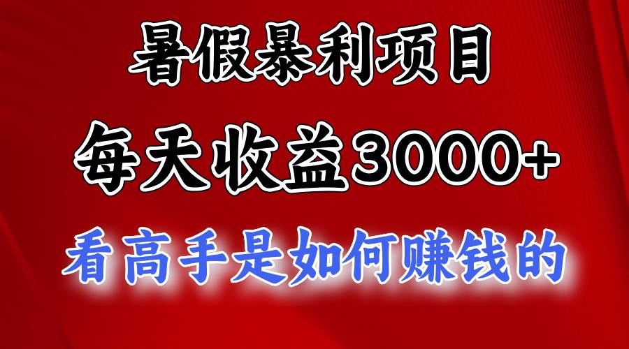 暑假暴利项目，每天收益3000+ 努努力能达到5000+，暑假大流量来了-副业大全
