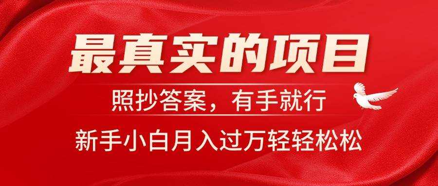 最真实的项目，照抄答案，有手就行，新手小白月入过万轻轻松松-副业大全