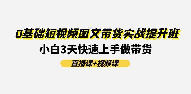 0基础短视频图文带货实战提升班(直播课+视频课)：小白3天快速上手做带货-副业大全