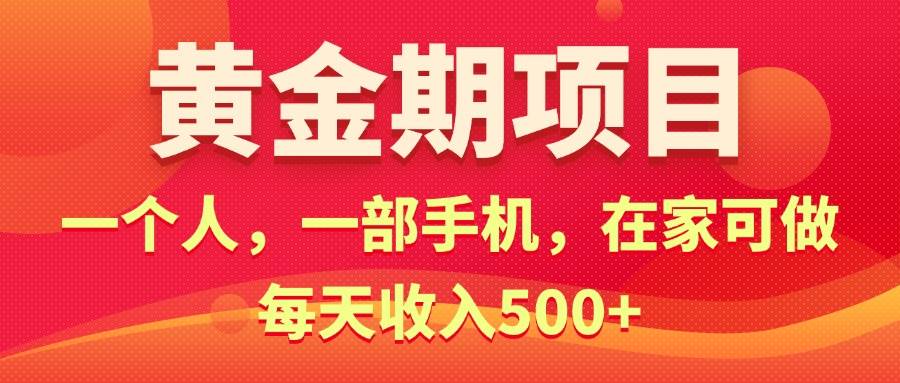 黄金期项目，电商搞钱！一个人，一部手机，在家可做，每天收入500+-副业大全