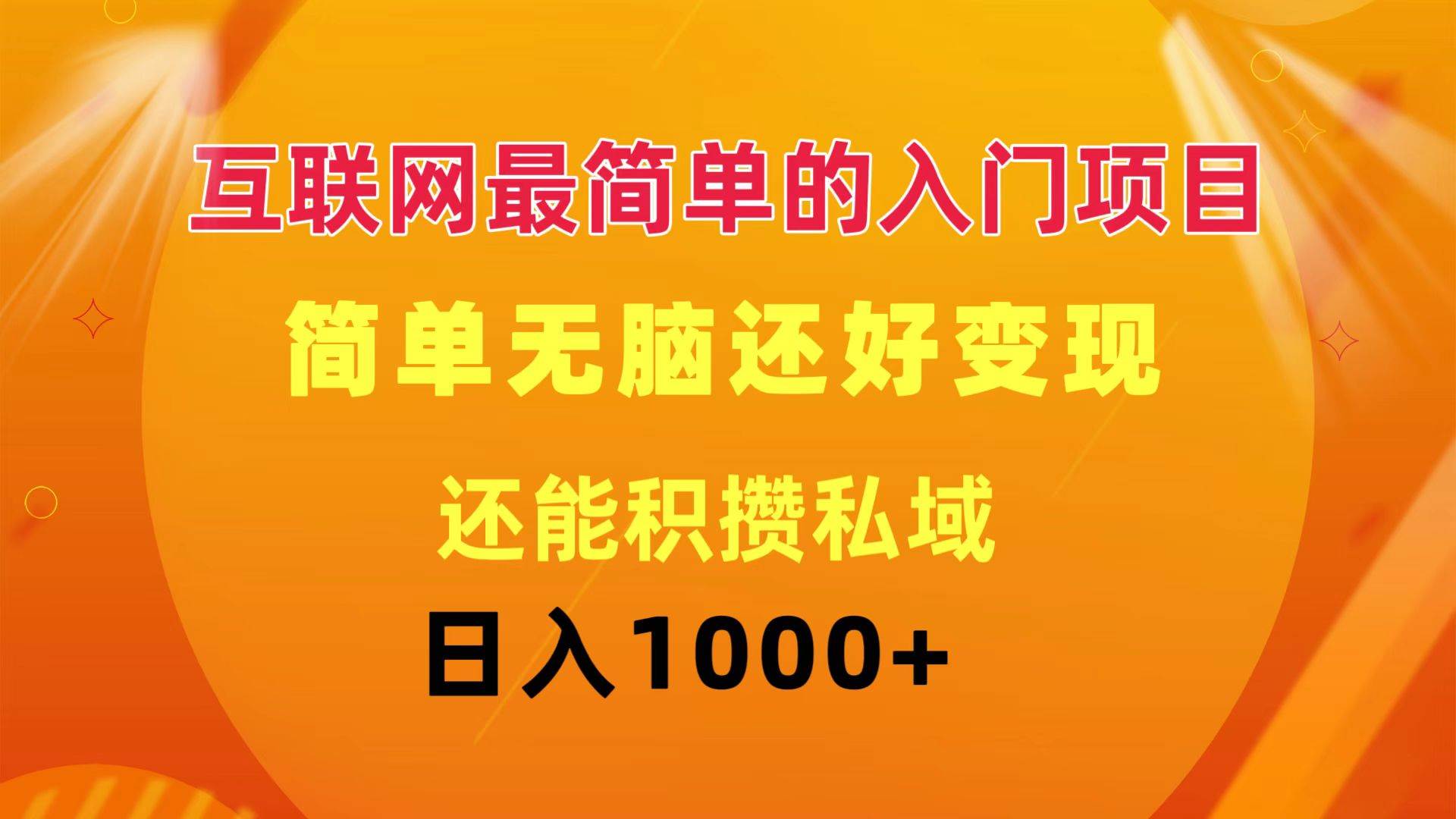 互联网最简单的入门项目：简单无脑变现还能积攒私域一天轻松1000+-副业大全
