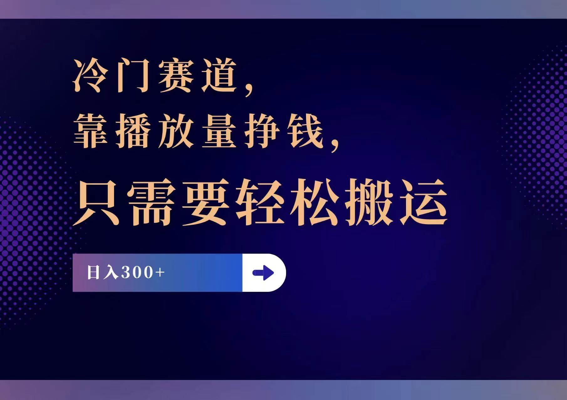 冷门赛道，靠播放量挣钱，只需要轻松搬运，日赚300+-副业大全