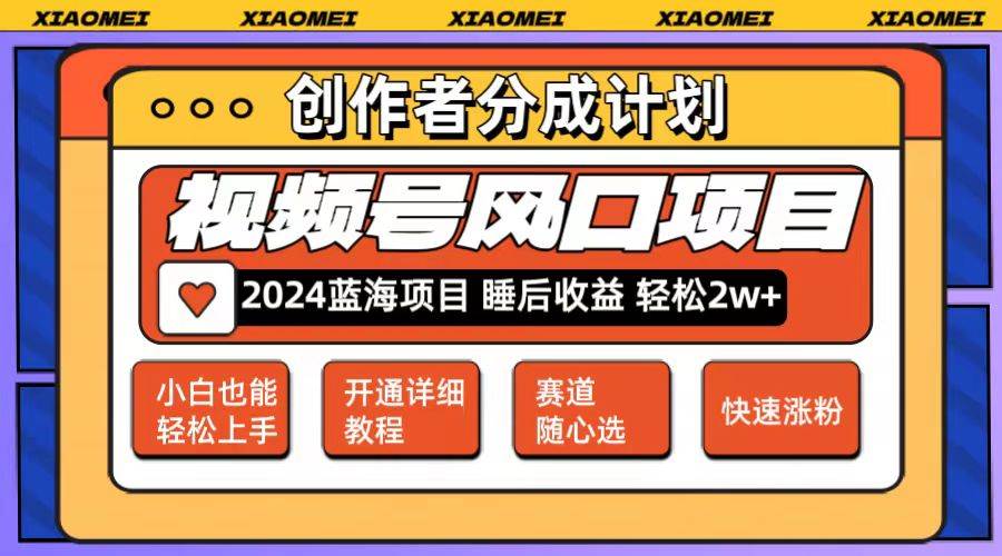 微信视频号大风口项目 轻松月入2w+ 多赛道选择，可矩阵，玩法简单轻松上手-副业大全