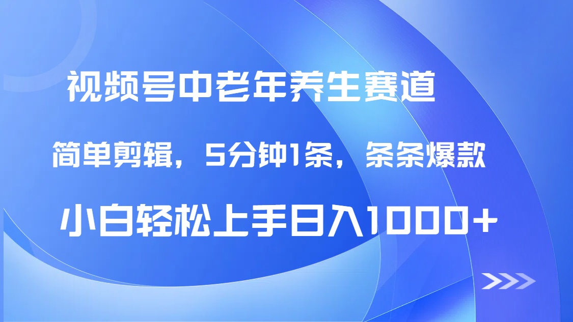 DeepSeek+既梦做视频号中老年养生赛道，条条爆款5分钟1条，轻松日入1000+-副业大全