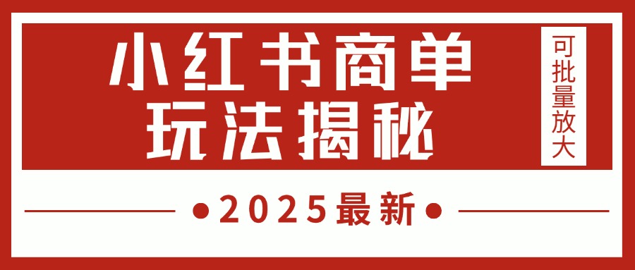 2025最新，小红书商单玩法揭秘，每天5分钟，单个账号日入300+，可批量放大-副业大全