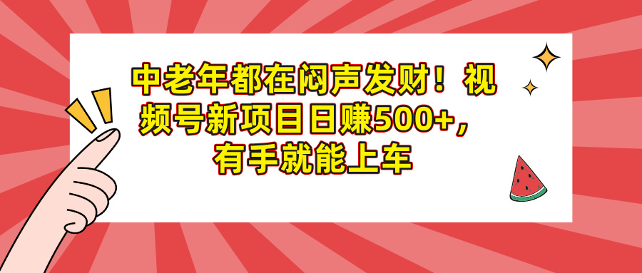 中老年都在闷声发财！视频号新项目日赚500+，有手就能上车-副业大全