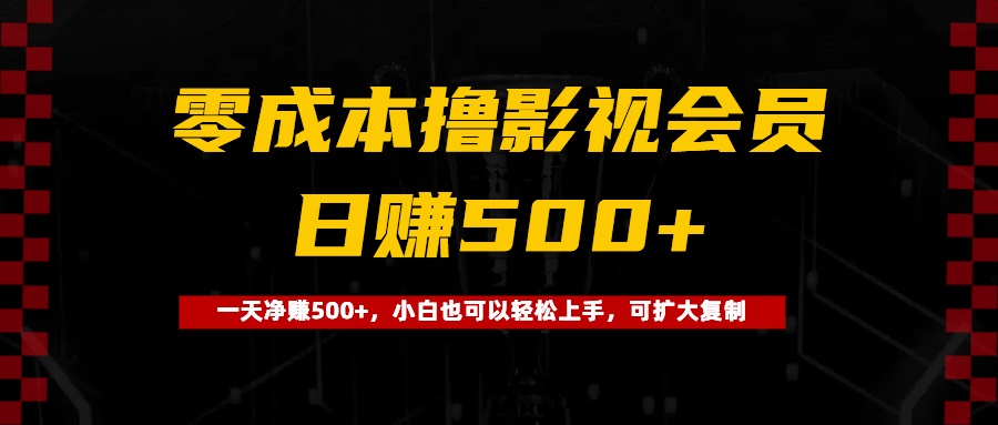 0成本撸影视会员，一天净赚500+，小白也可以轻松上手，可扩大复制-副业大全