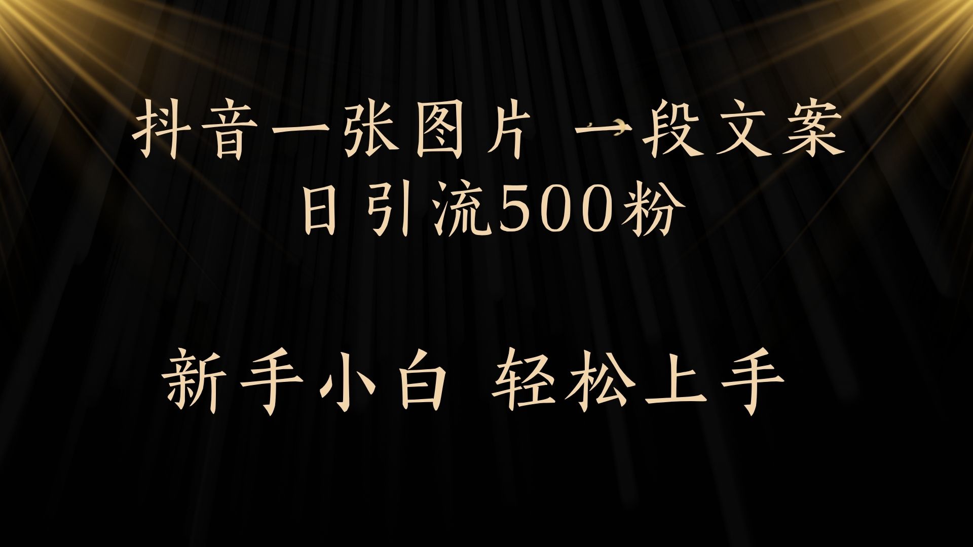 每天2分钟，抖音一张图片 一段文案日引流500粉-副业大全