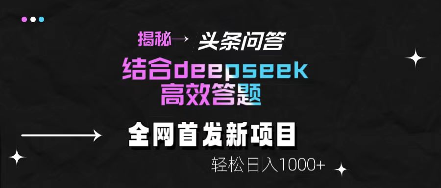 揭秘头条问答新玩法！结合deepseek高效答题，轻松日入1000+-副业大全