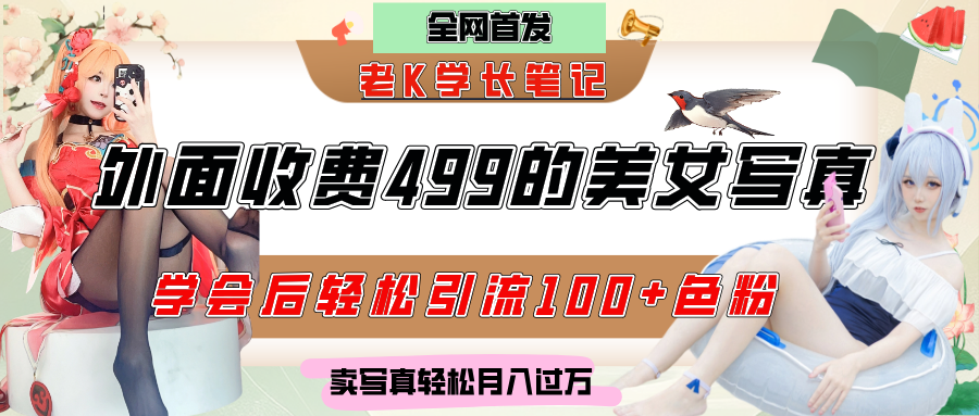 外面收费499的美女写真制作技术，学会后轻松引流色粉变现，日引100+色粉，轻松月入过万-副业大全