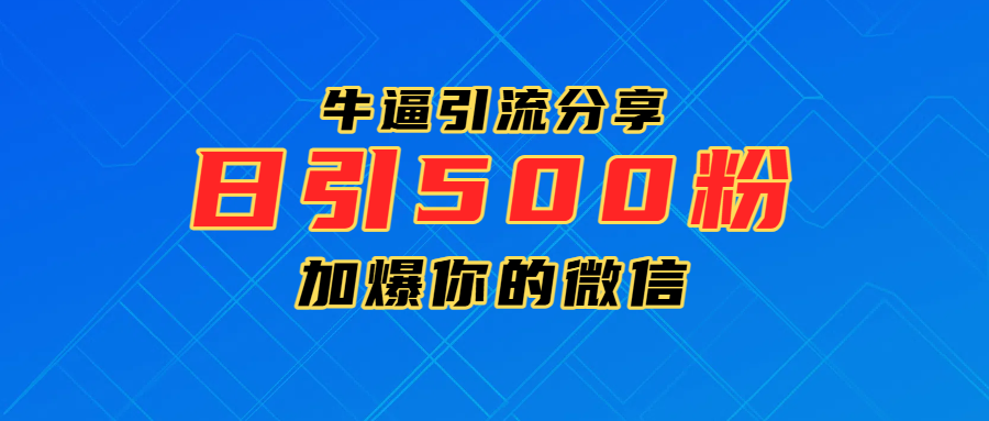 超牛逼引流分享，日引300-500粉，加爆你的微信-副业大全